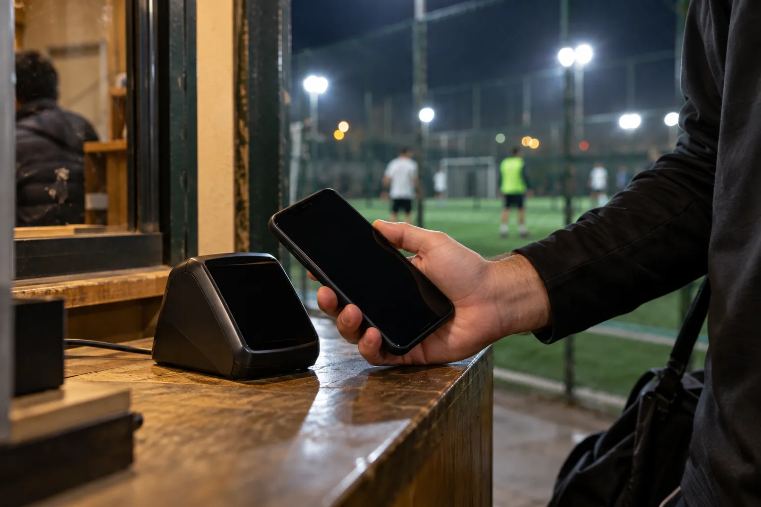 Tesis girişinde telefonla temassız ödeme yapan oyuncu